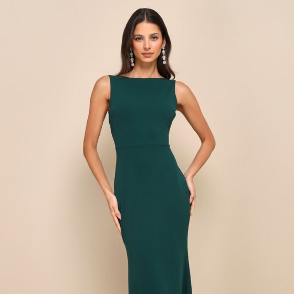 Lulus Exquisite Refinement Emerald Backless Bow R… - image 1